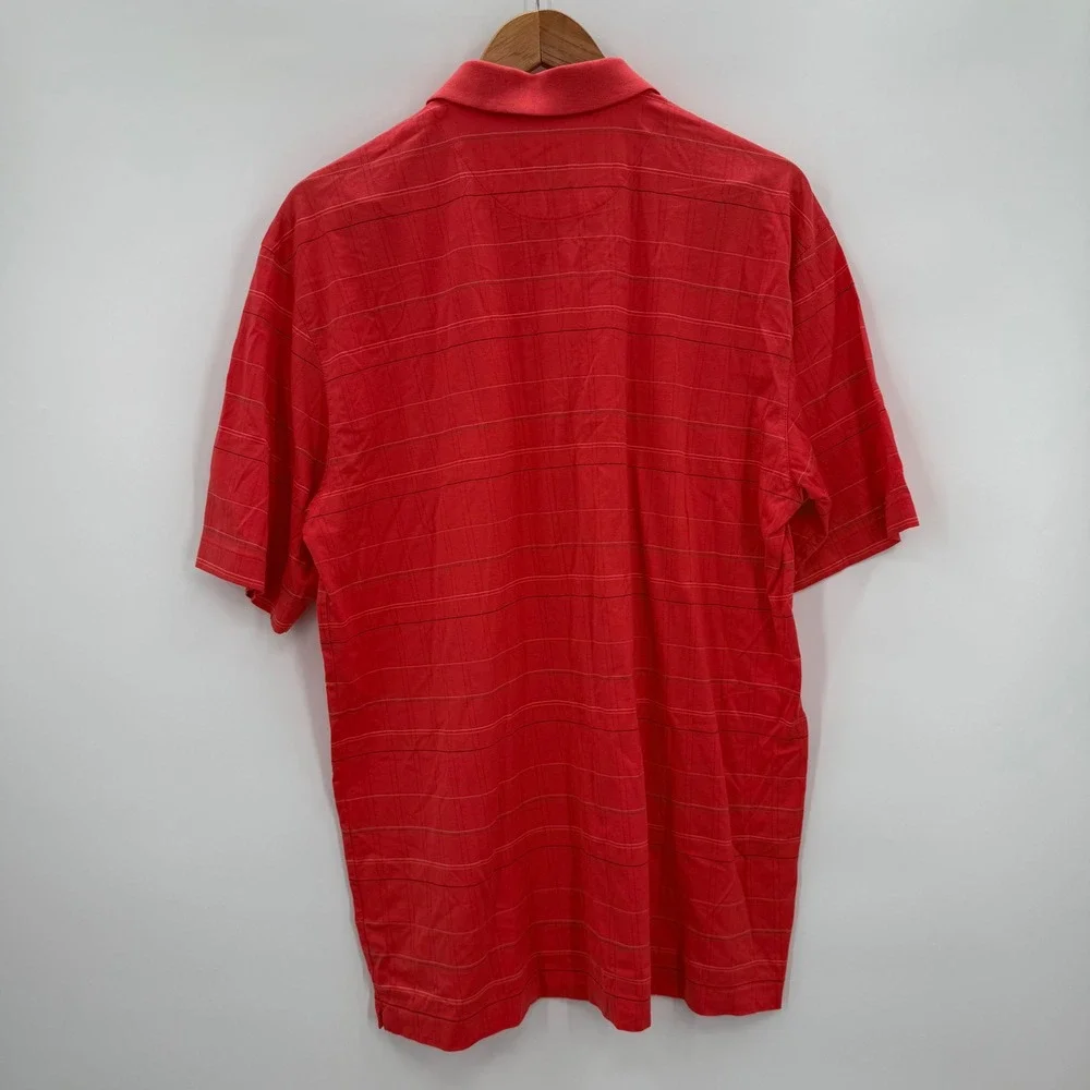 Tiger Woods Collection Golf Polo Shirt‎ Mens XL Red Striped Cotton Blend